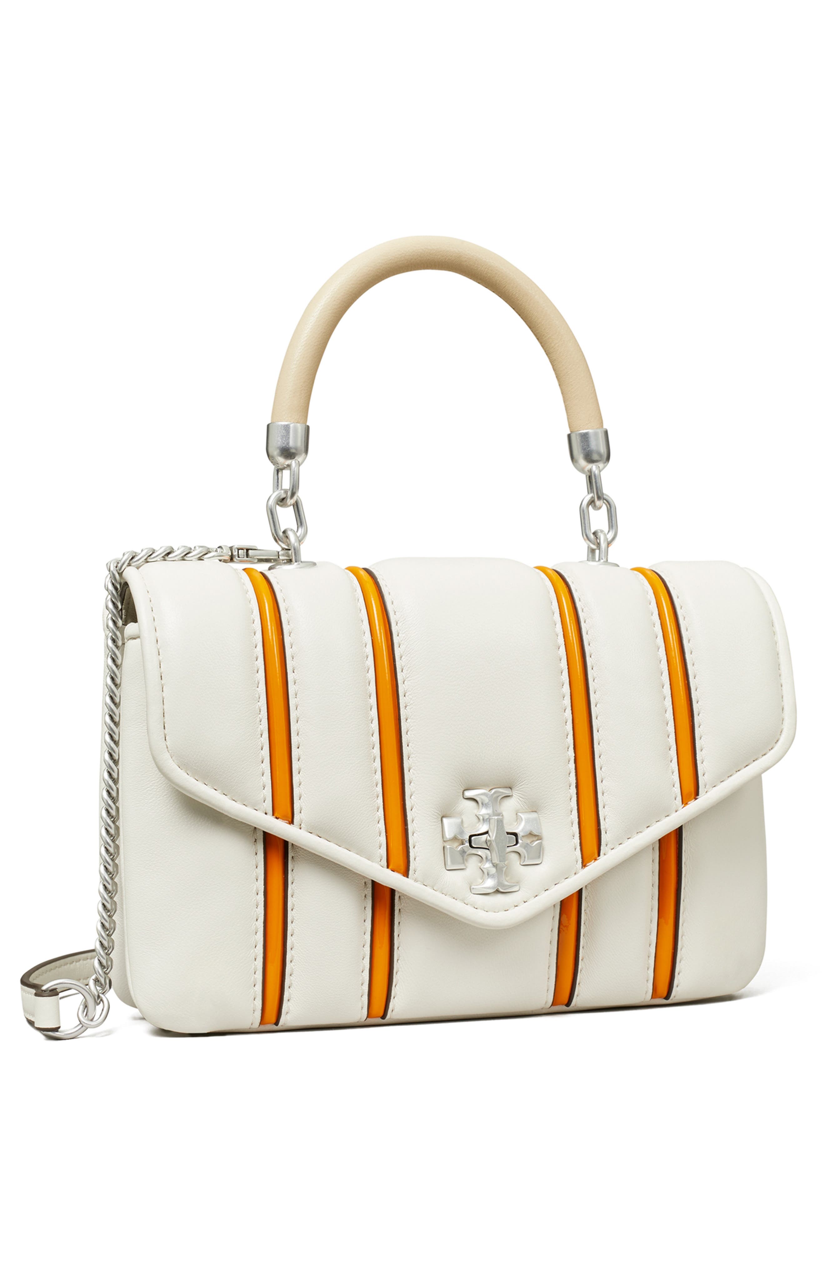 Tory Burch Mini Kira Bombé Stripe Top Handle Bag, Alternate, color, 