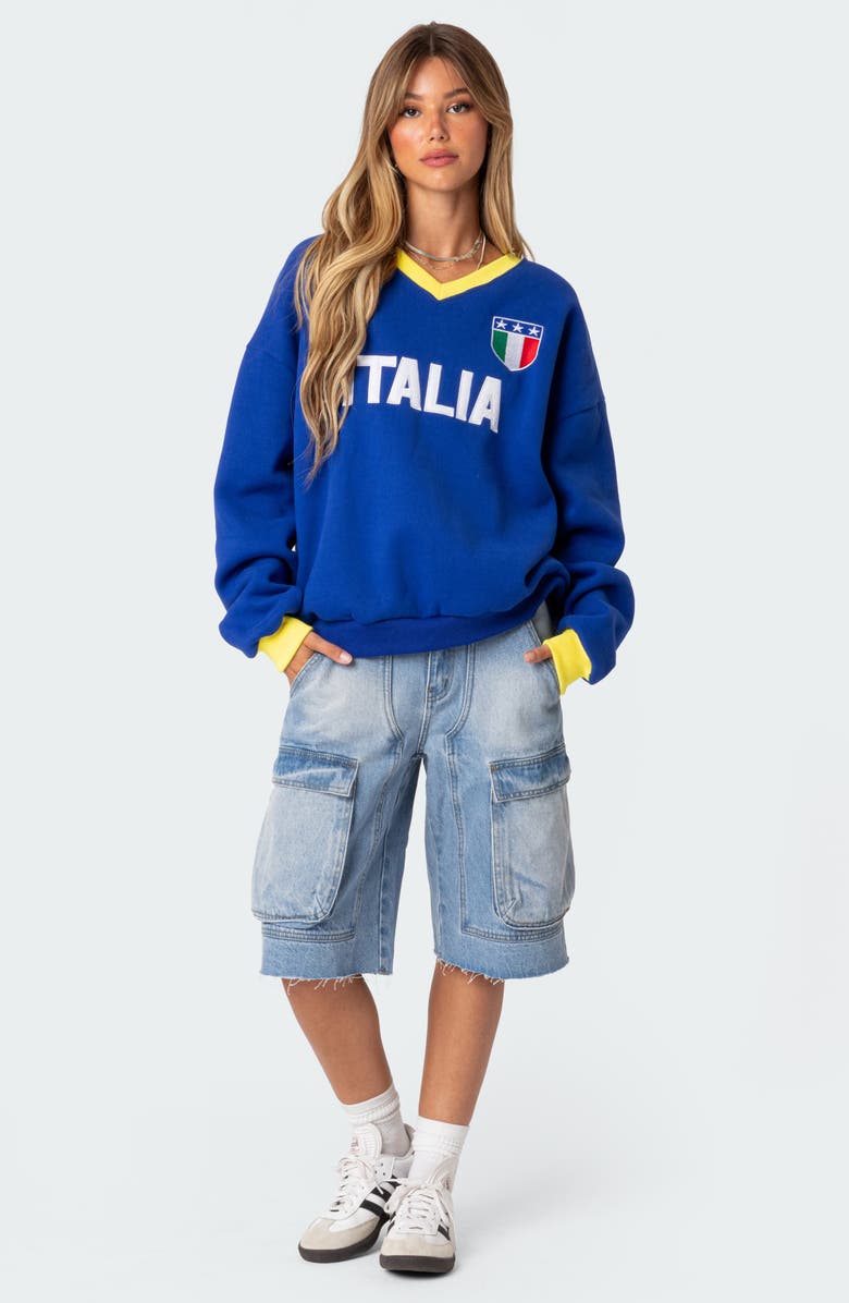 EDIKTED Italy Oversize Sweatshirt, Alternate, color, Blue