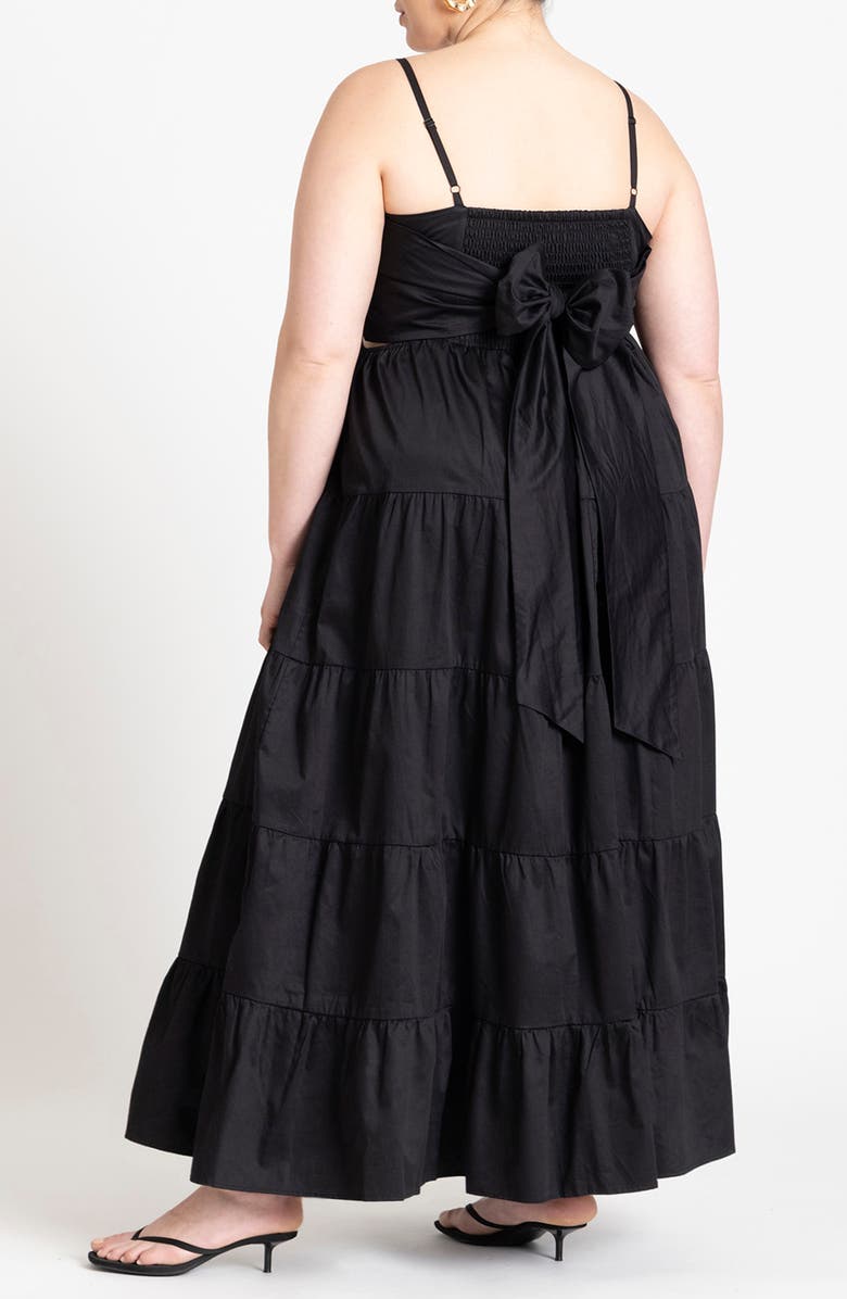 ELOQUII Pintuck Cutout Tiered Maxi Sundress, Alternate, color, 