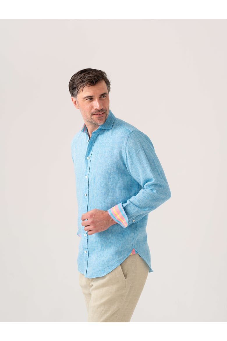 Classic Linen Long Sleeve Shirt, Alternate, color, Turquoise