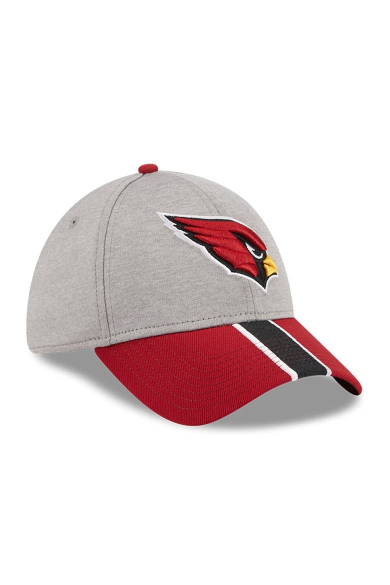 Men's New Era Heather Gray/Cardinal Arizona Cardinals Striped 39THIRTY Flex Hat, Alternate, color, Heather Gray
