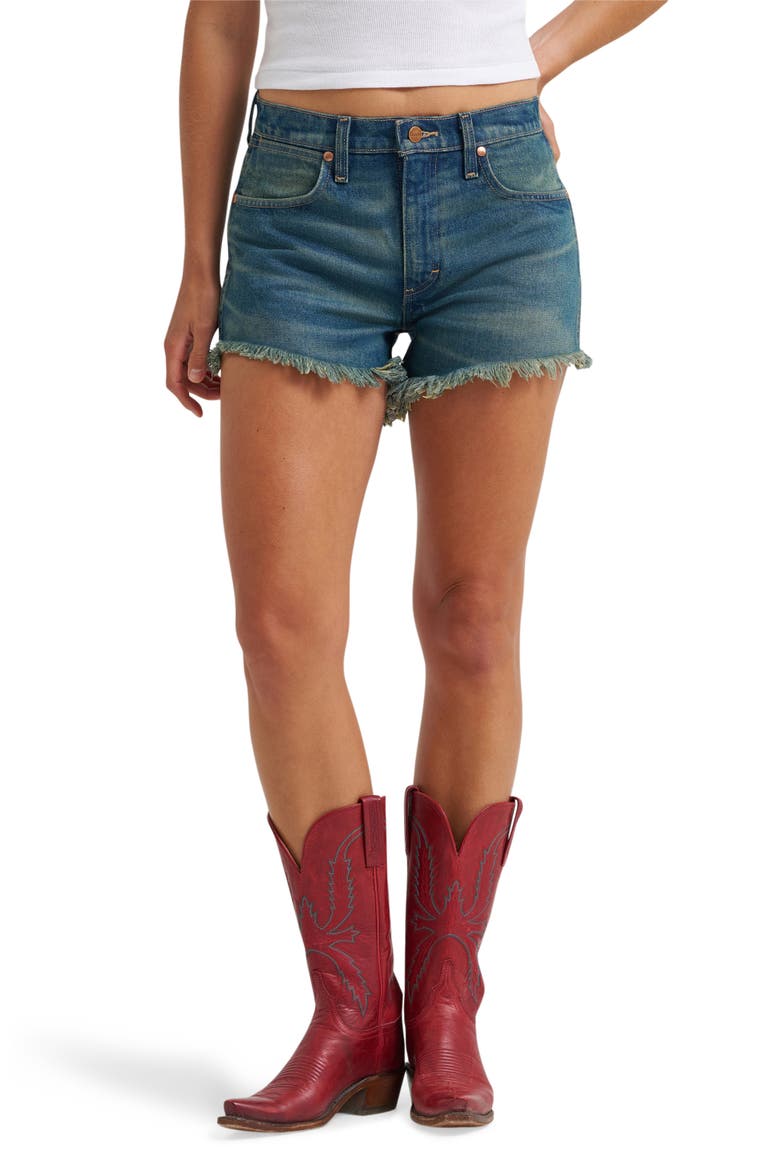 Western Cutoff Denim Shorts, Main, color, STORMY