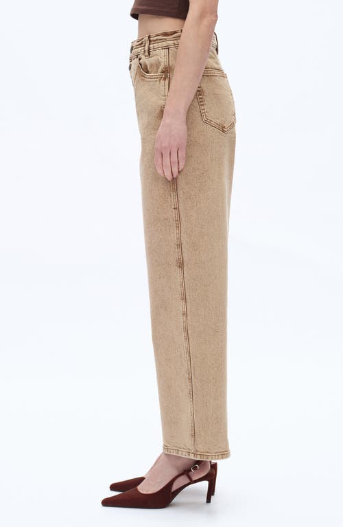 Bayeas Exposed Button High Waist Barrel Jeans In Brown