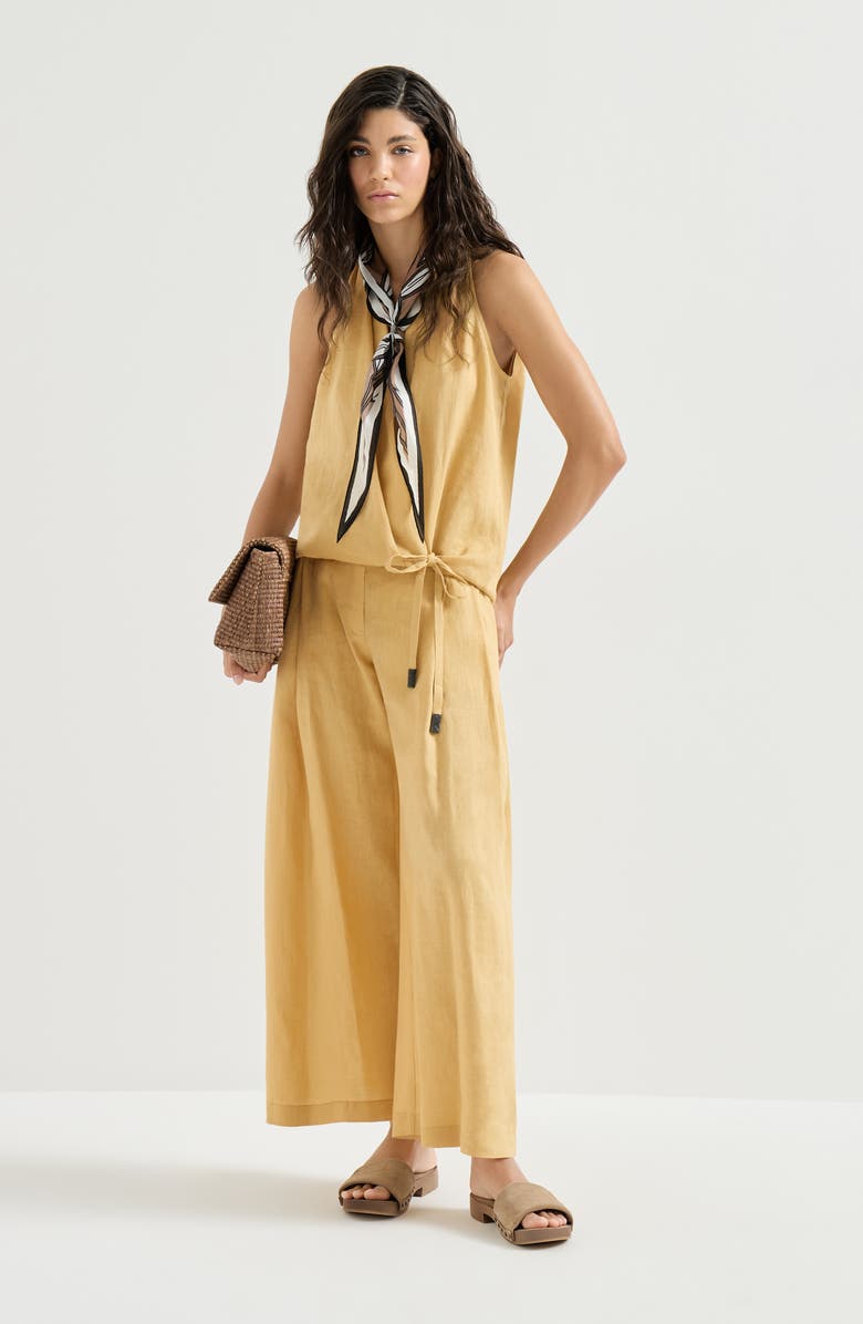 Brunello Cucinelli Linen wrap effect vest, Alternate, color, Yellow