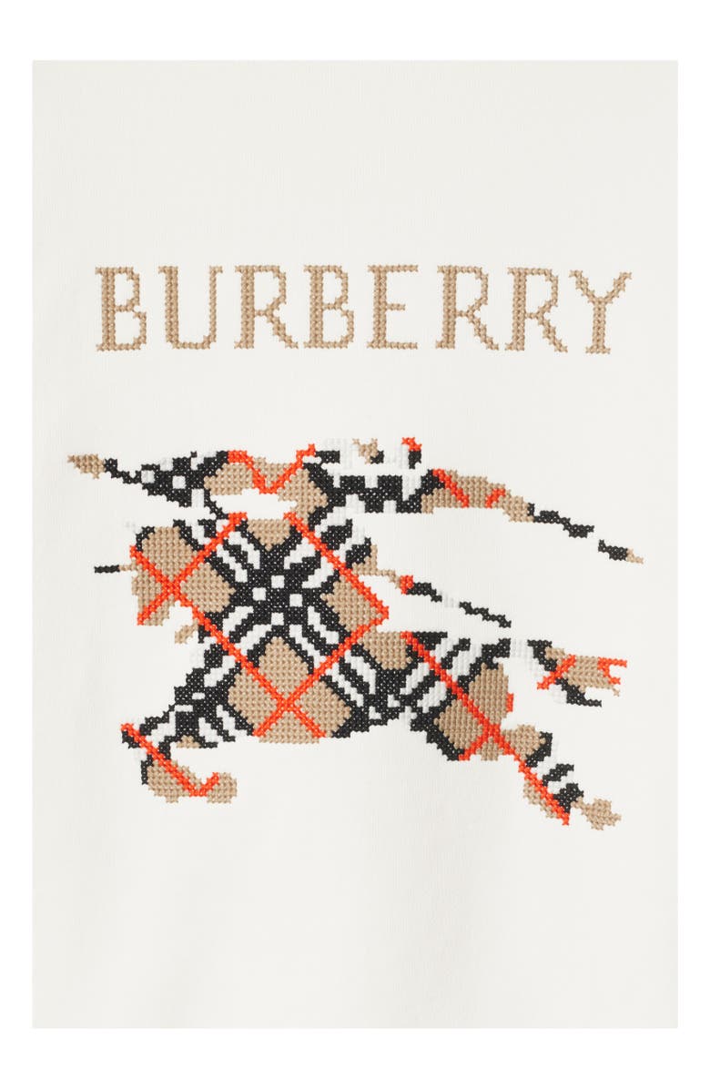Burberry Cross Stitch EKD Cotton Sweatshirt, Alternate, color, Chalk White