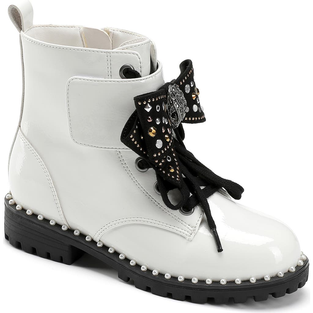 Kurt Geiger London Kids' Kensington Combat Boot In White