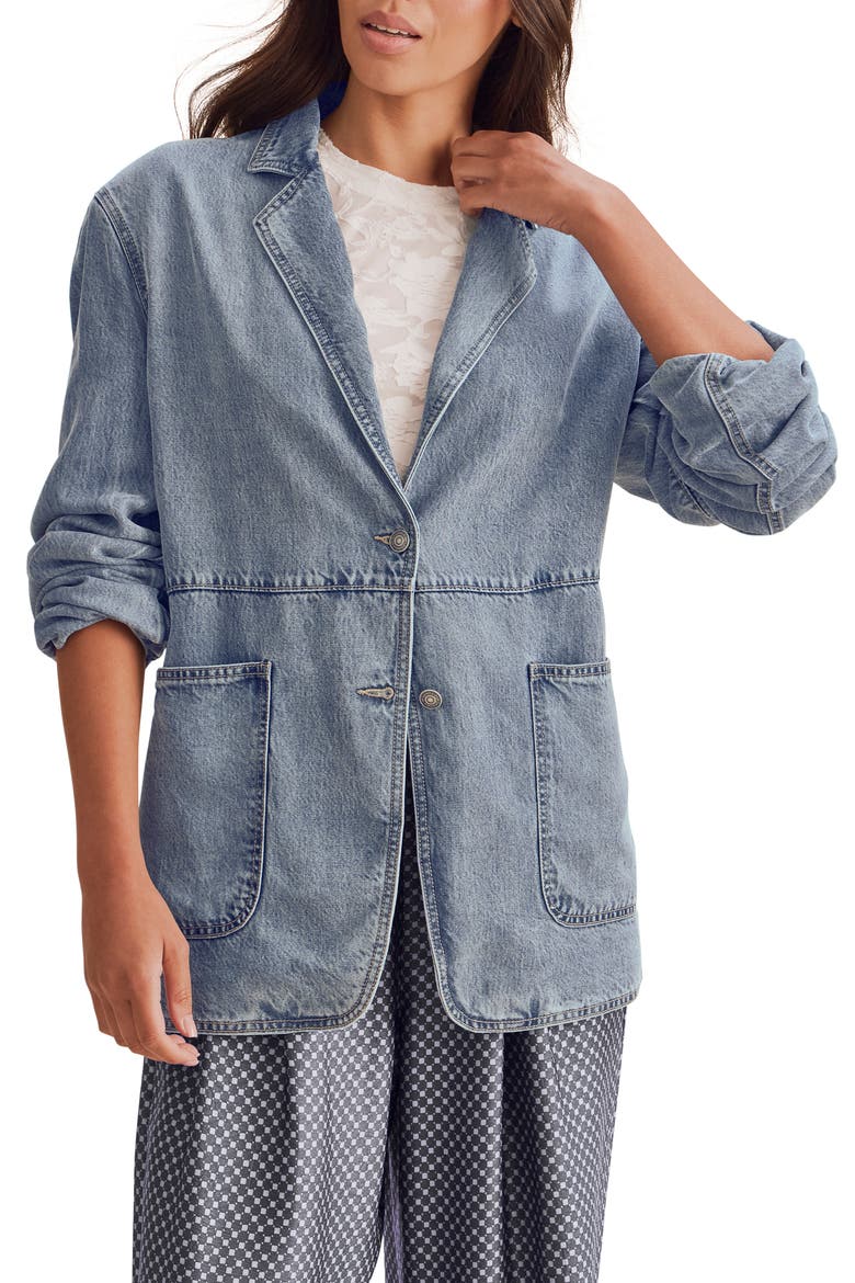 Lounge Denim Blazer, Main, color, INDIGO BLUE