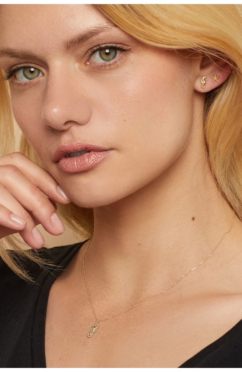 Oradina 14K Yellow Gold Seahorse Pendant Necklace, Alternate, color, Yellow Gold