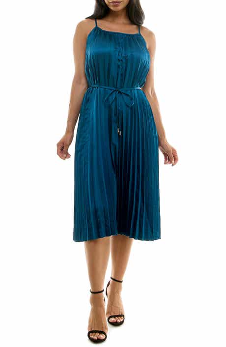 Nina Leonard Pleated Midi Dress