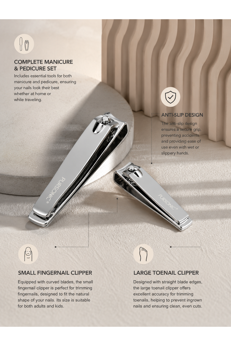 Salon Grade Premium 2 Pack Nail Clipper, Alternate, color, Silver