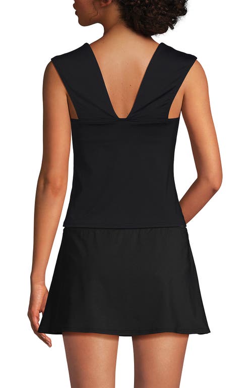 Lands' End Womens Square Neck Underwire Square Back Tankini Swimsuit Top In Black