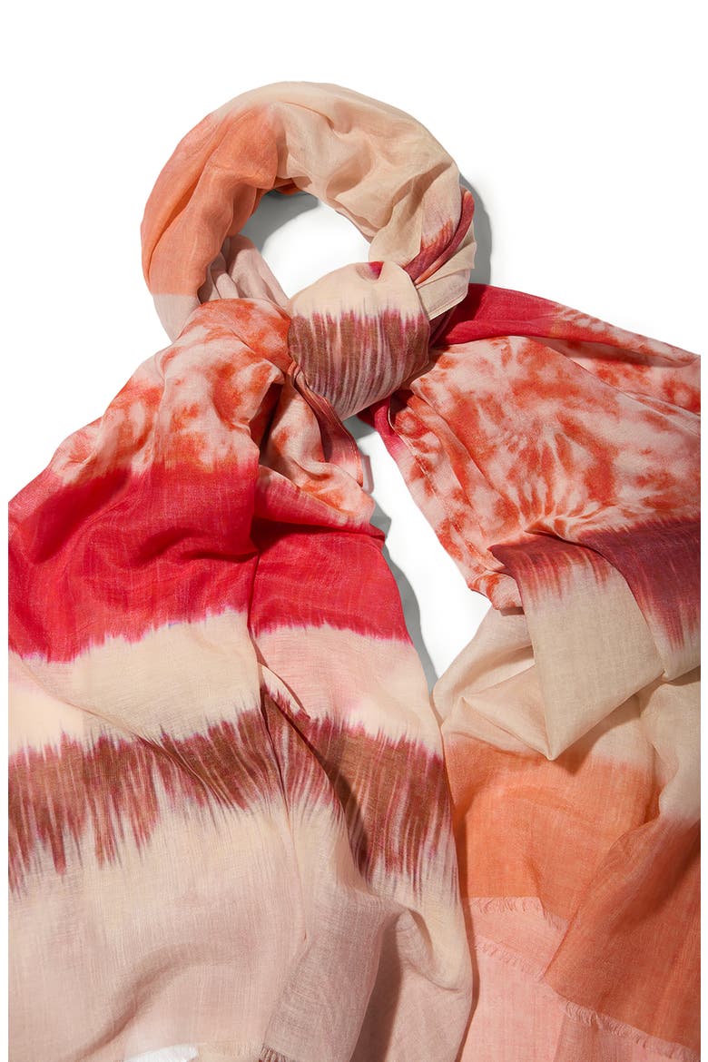 Tie Dye Cotton & Silk Scarf, Alternate, color, CORAL