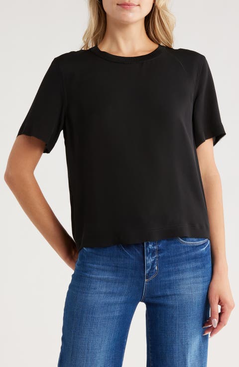 Suzette Flutter Sleeve Silk Blend T-Shirt
