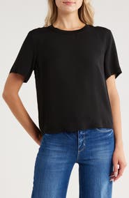 L'AGENCE Suzette Flutter Sleeve Silk Blend T-Shirt