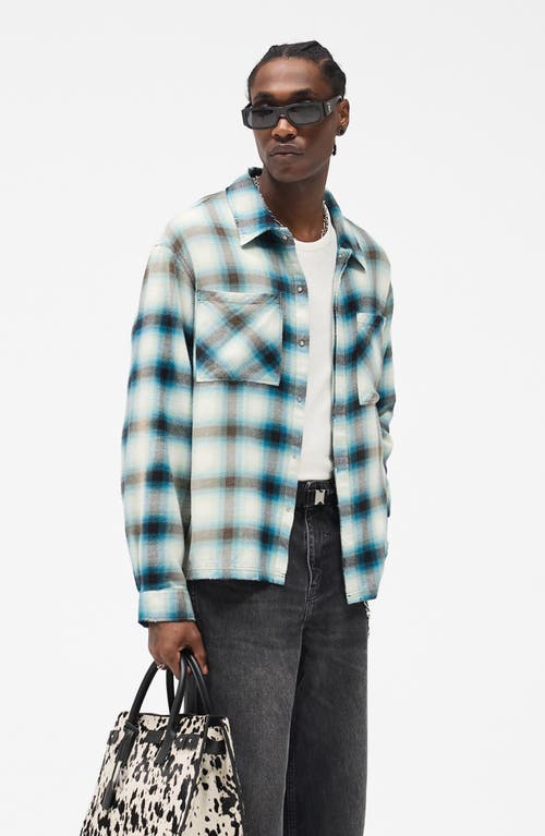 Represent Sun Bleached Cotton Flannel Button-up Shirt In Gray