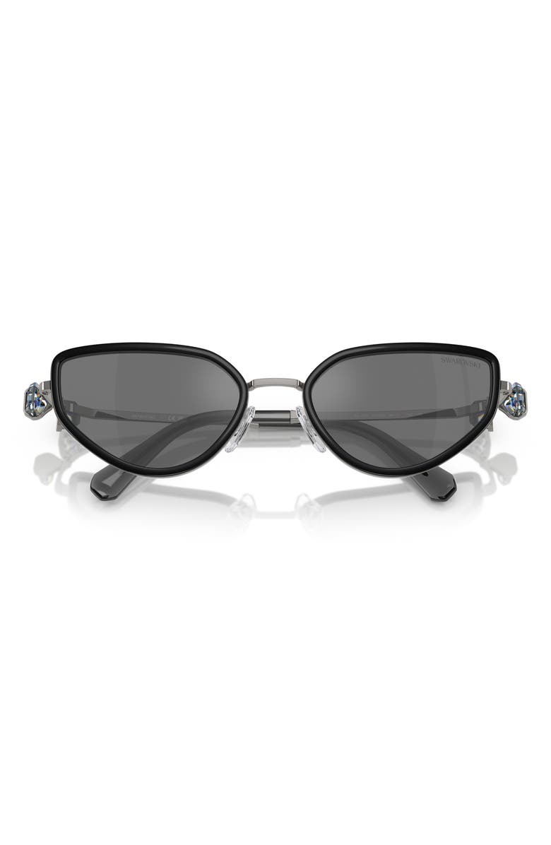 Swarovski 56mm Irregular Sunglasses, Alternate, color, Black Grey