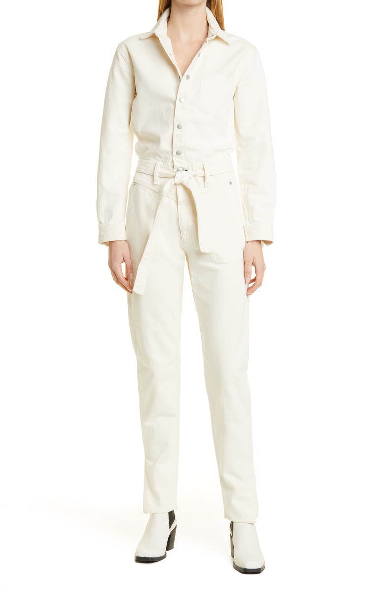 rag & bone Mia Tie Waist Jumpsuit, Main, color, Ecru
