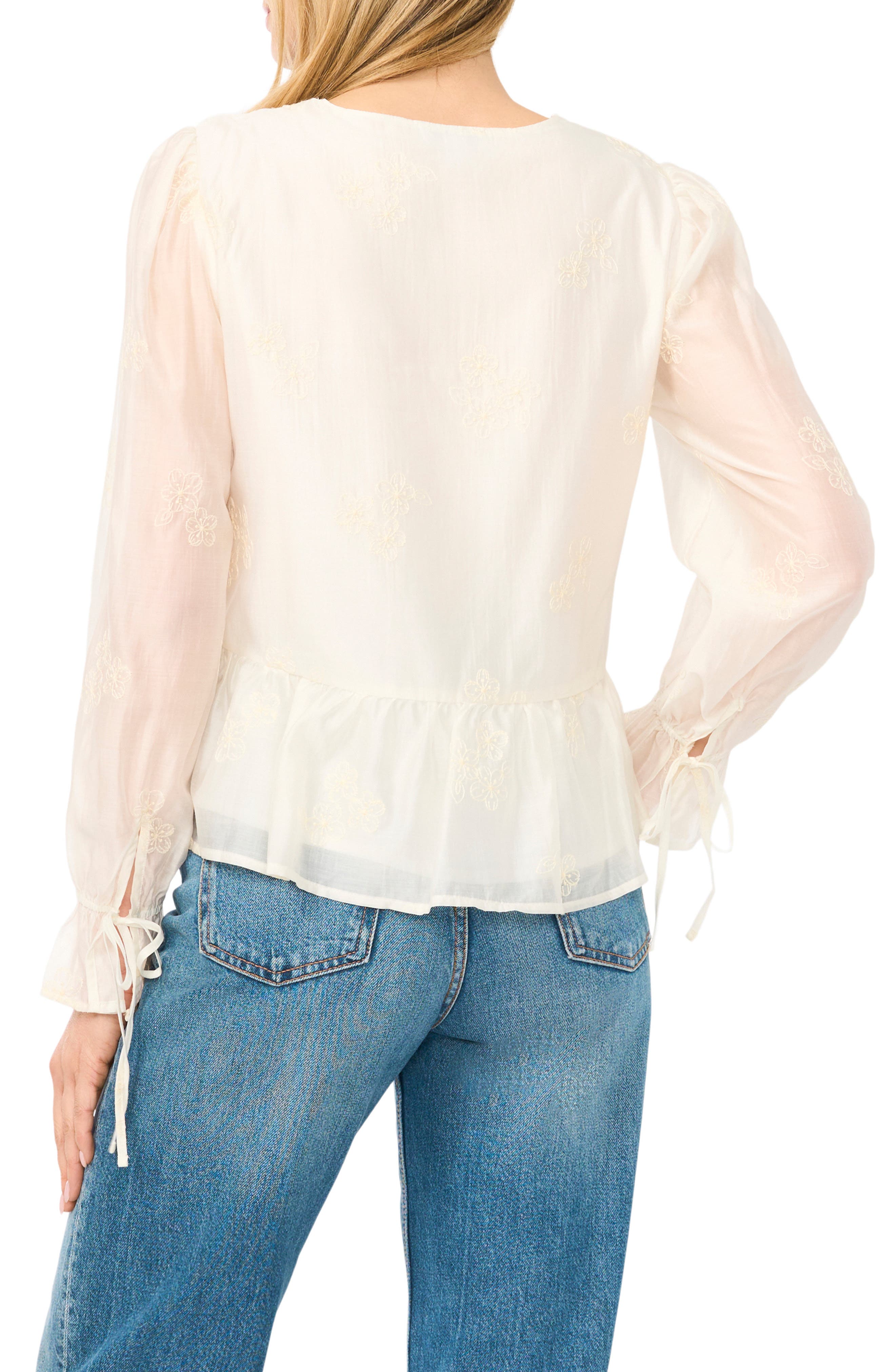Floral Embroidered Ruffle Peplum Top - image 2