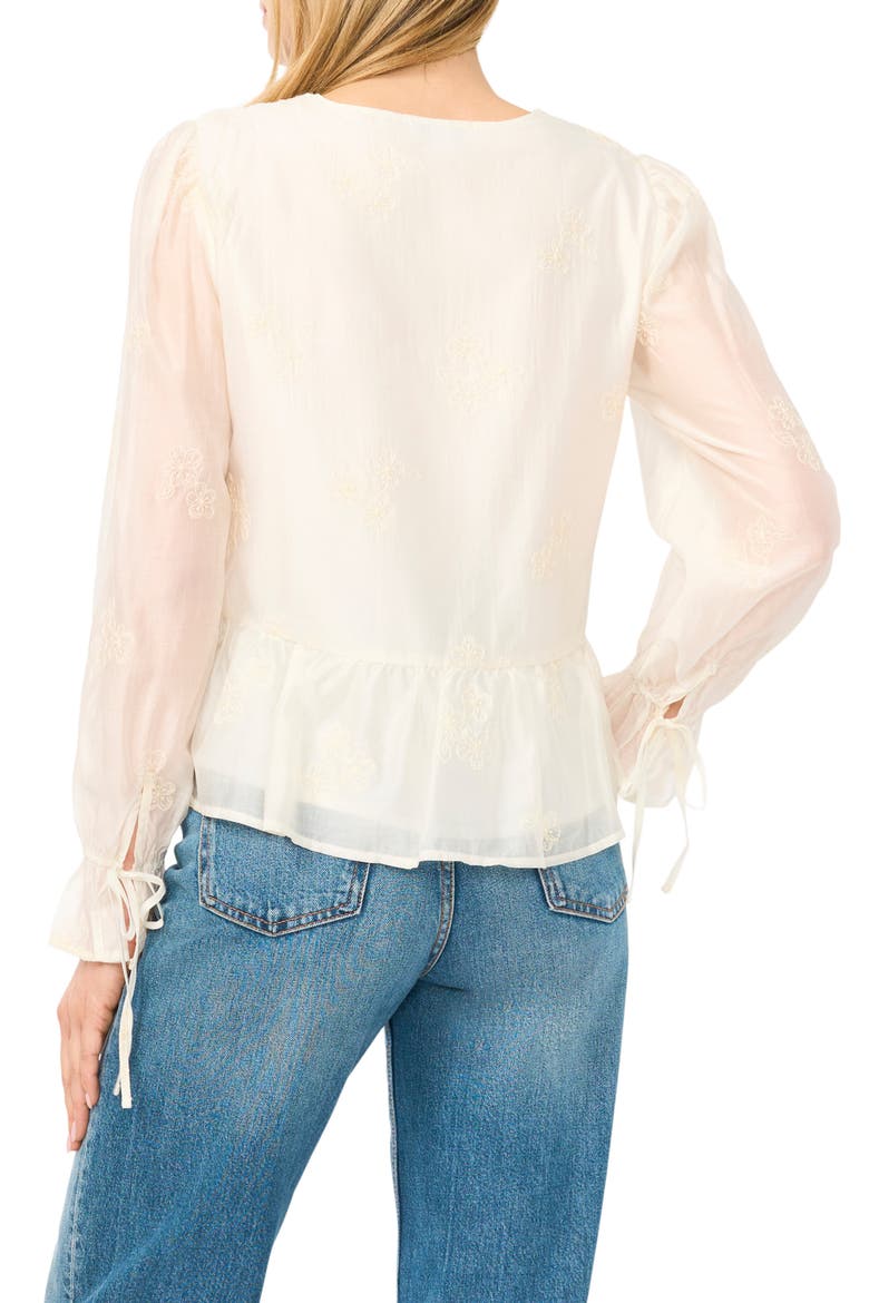 Floral Embroidered Ruffle Peplum Top, Alternate, color, NEW IVORY