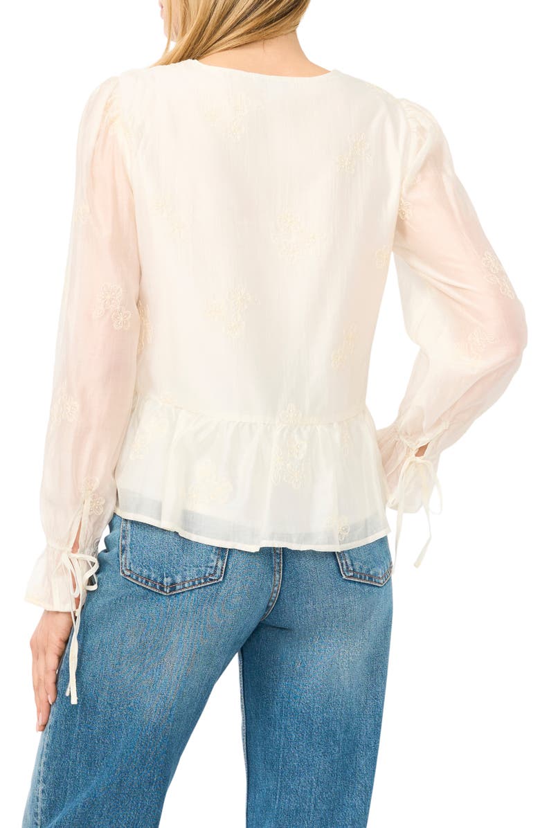 CeCe Floral Embroidered Ruffle Peplum Top, Alternate, color, 
