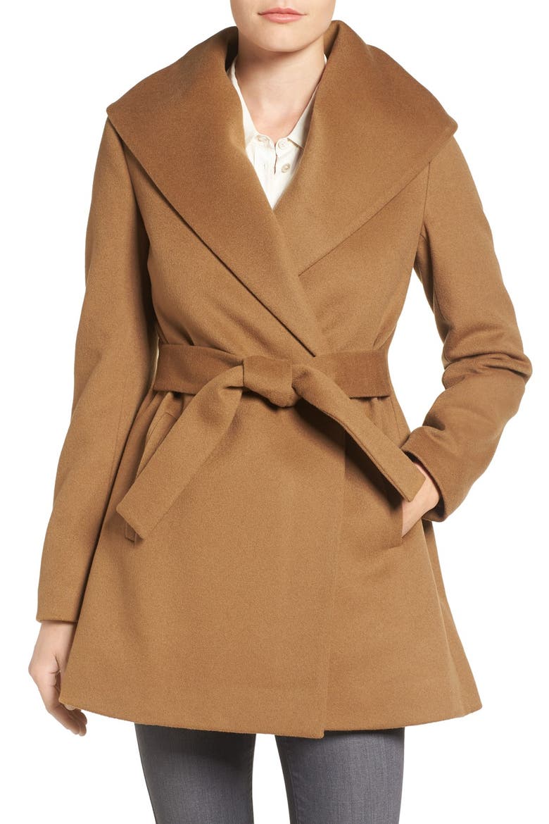 'Emma' Wool Blend Wrap Coat, Main, color, CAMEL