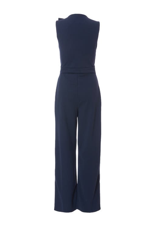 Quiz Buckle Frill Detail Palazzo Jumpsuit In Navy