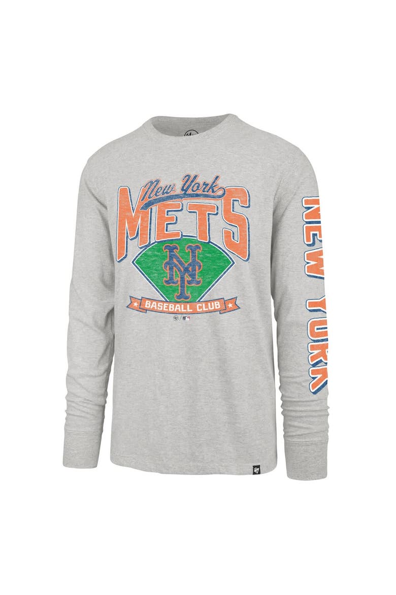 Men's '47  Gray New York Mets Big & Tall Distressed Franklin Long Sleeve T-Shirt, Alternate, color, Gray