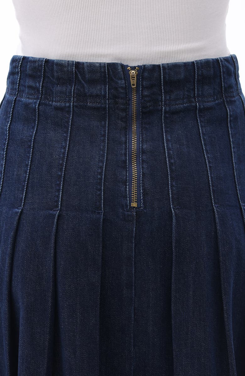 Bayeas Pleated High Waist Denim Skirt, Alternate, color, Dark Blue