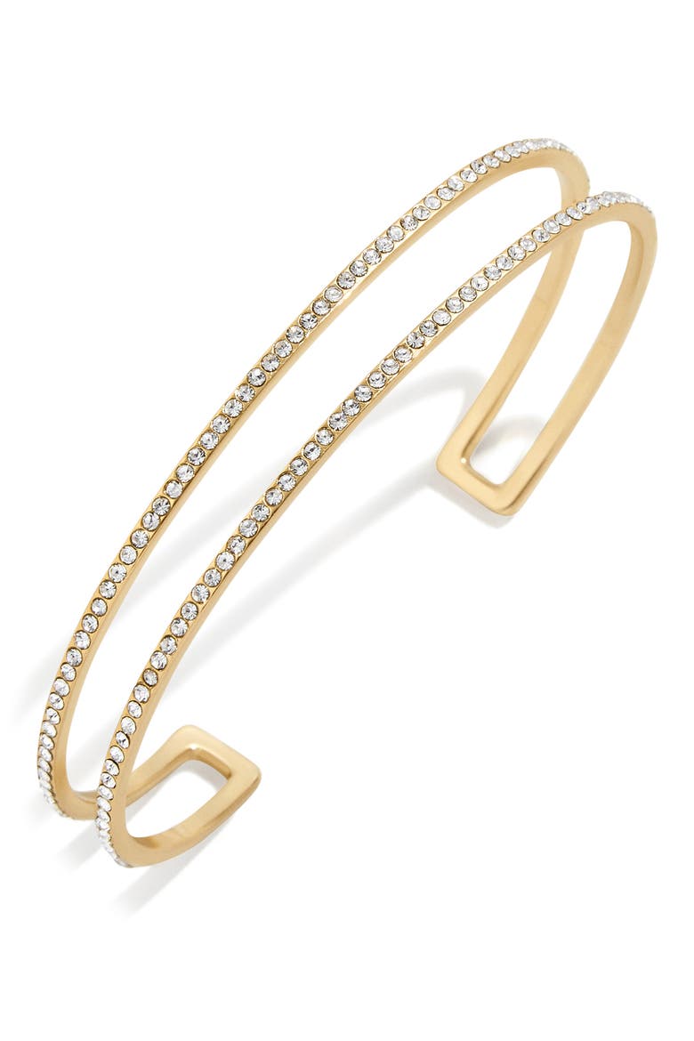Val Pavé Double Cuff Bracelet, Main, color, CLEAR