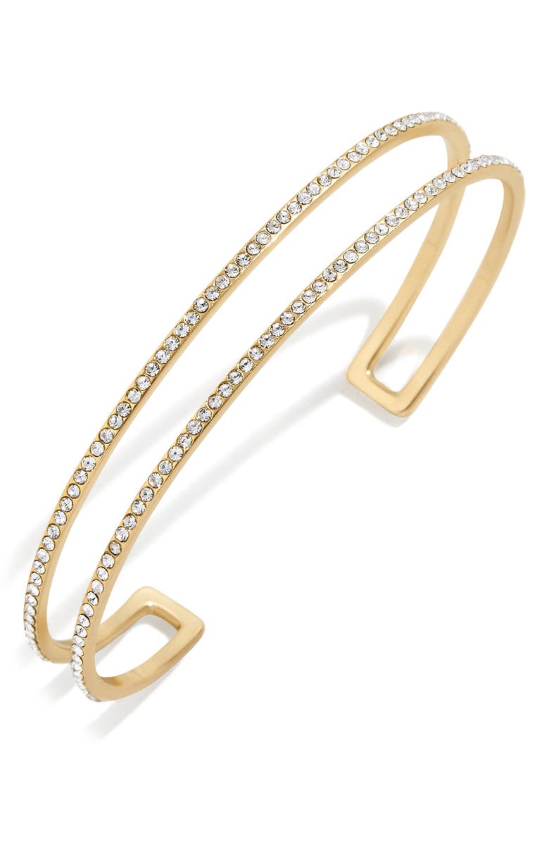 BaubleBar Val Pavé Double Cuff Bracelet, Main, color, Clear