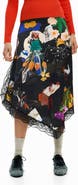 Desigual Floral Print Asymmetric Hem Skirt