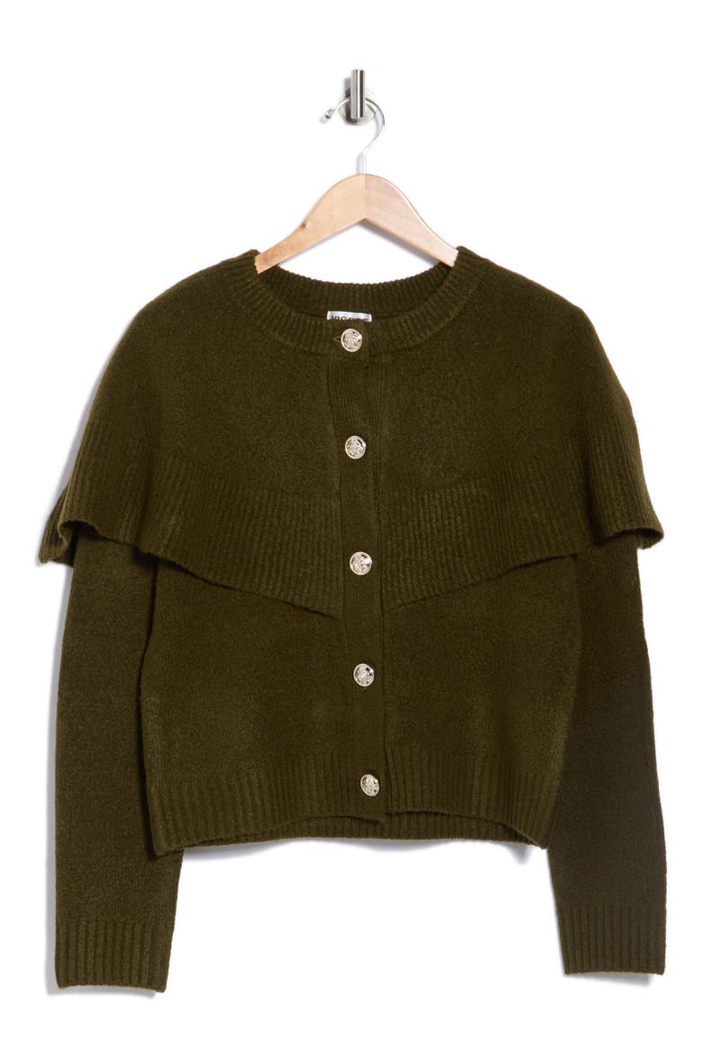 Ruffle Cardigan, Alternate, color, OLIVE