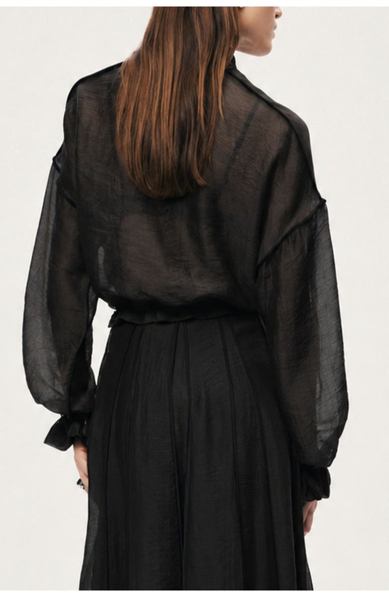 Nocturne Sheer Zip Front Jacket, Alternate, color, Black