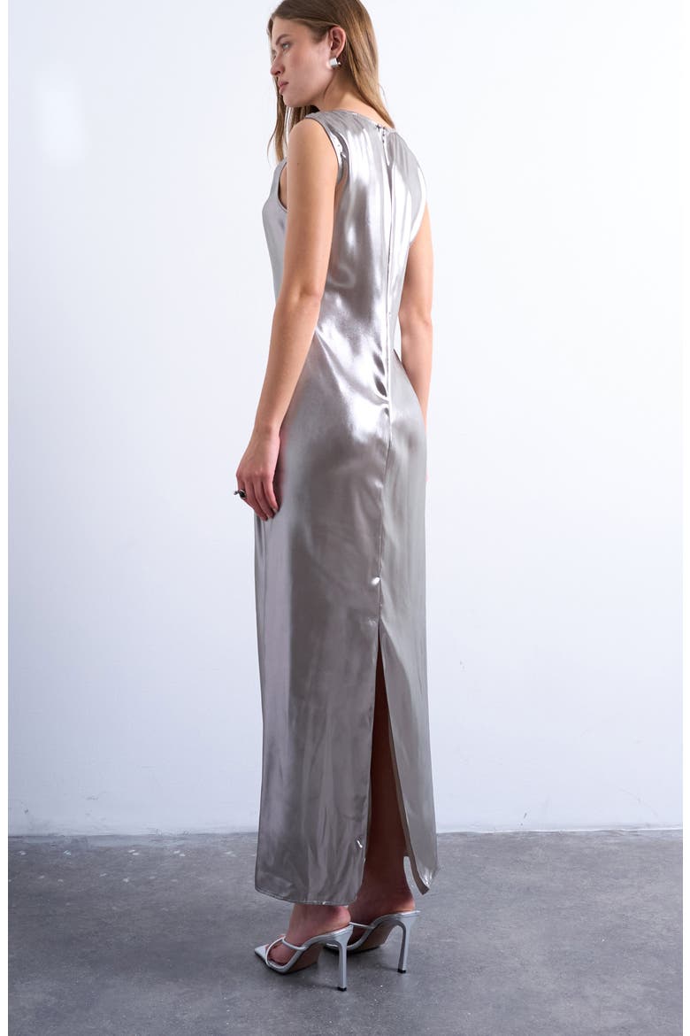 Metallic Hardware Maxi Dress, Alternate, color, SILVER