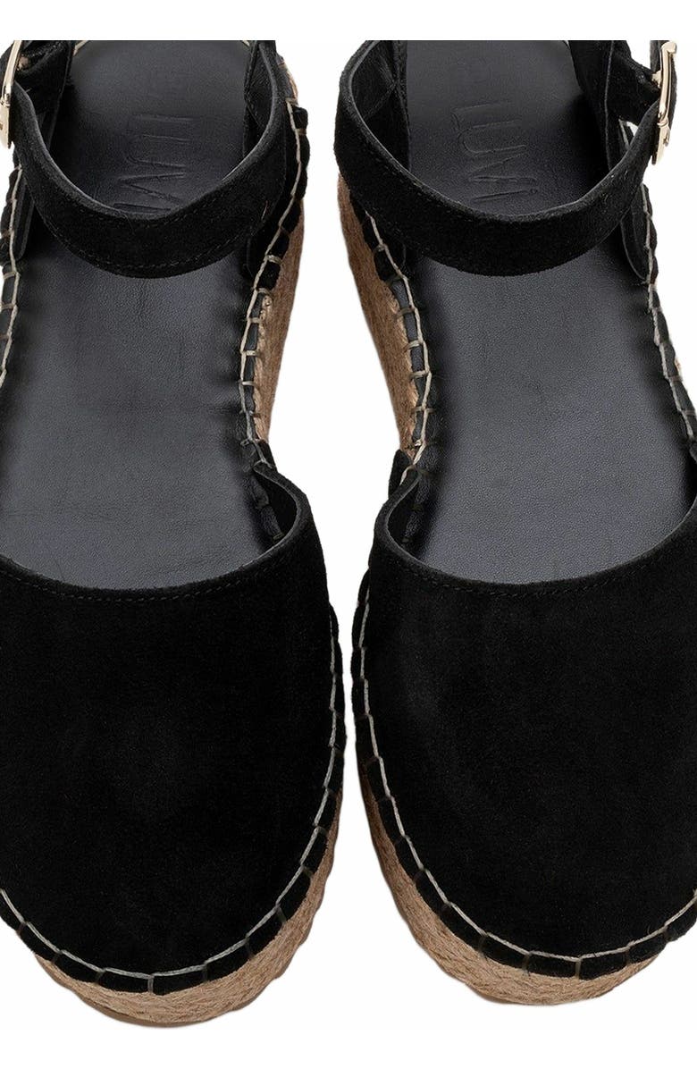Forever & Always Shoes Viba Leather Espadrille Platform Wedge Sandals, Alternate, color, Black Suede Leather