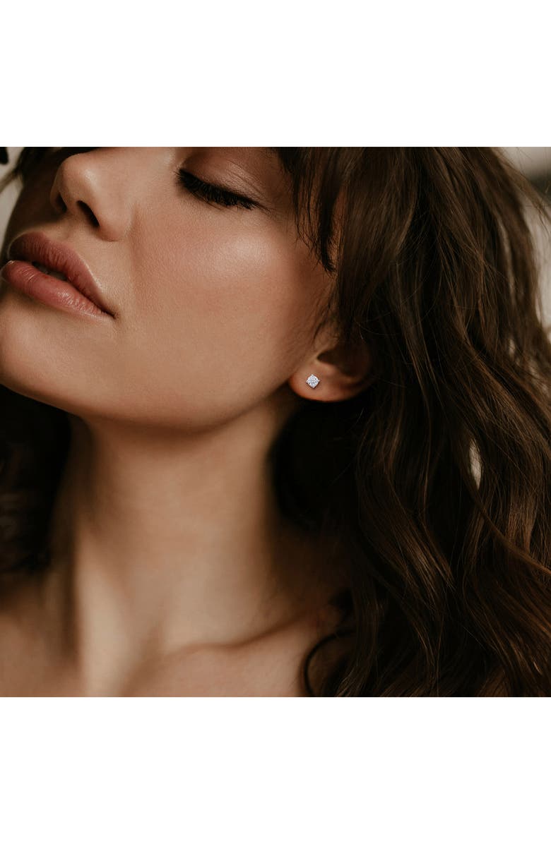 Created Forever 14K White Gold Round Lab Grown Diamond Stud Earrings, Alternate, color, Silver