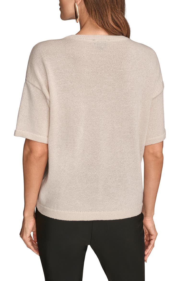 Short Sleeve Sequin Sweater, Alternate, color, CREAM
