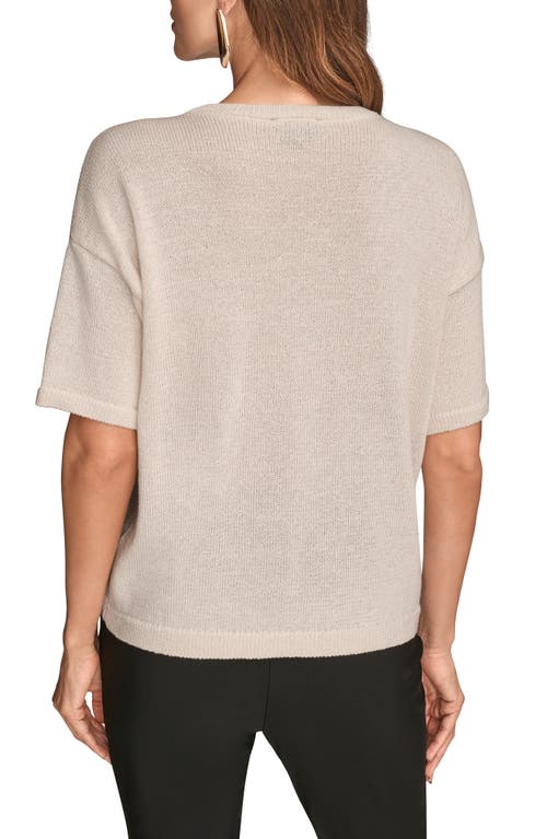 Donna Karan New York Short Sleeve Sequin Sweater In Animal Print