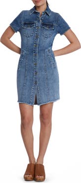 Wash Lab Denim Fray Hem Denim Dress