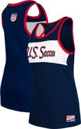 5TH AND OCEAN BY NEW ERA Women's 5th & Ocean by New Era Navy USWNT Throwback Jersey Racer Tank Top