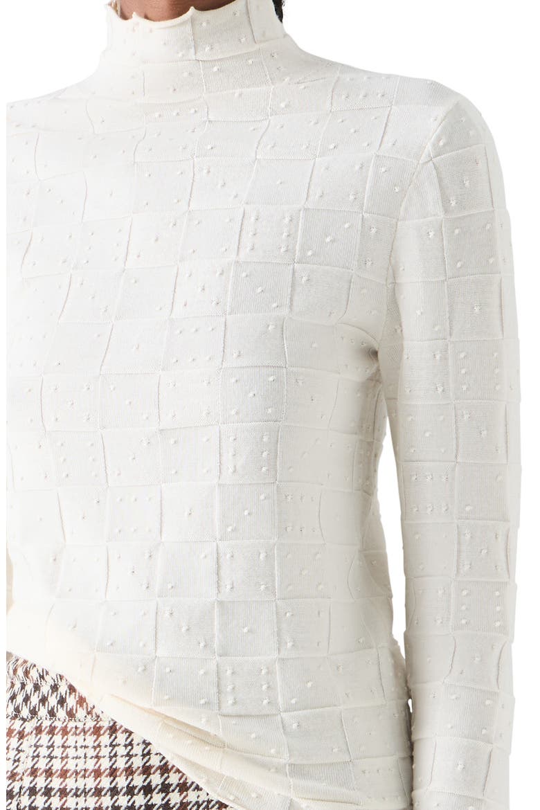 3D Dice Virgin Wool Turtleneck Sweater, Alternate, color, WINTER WHITE