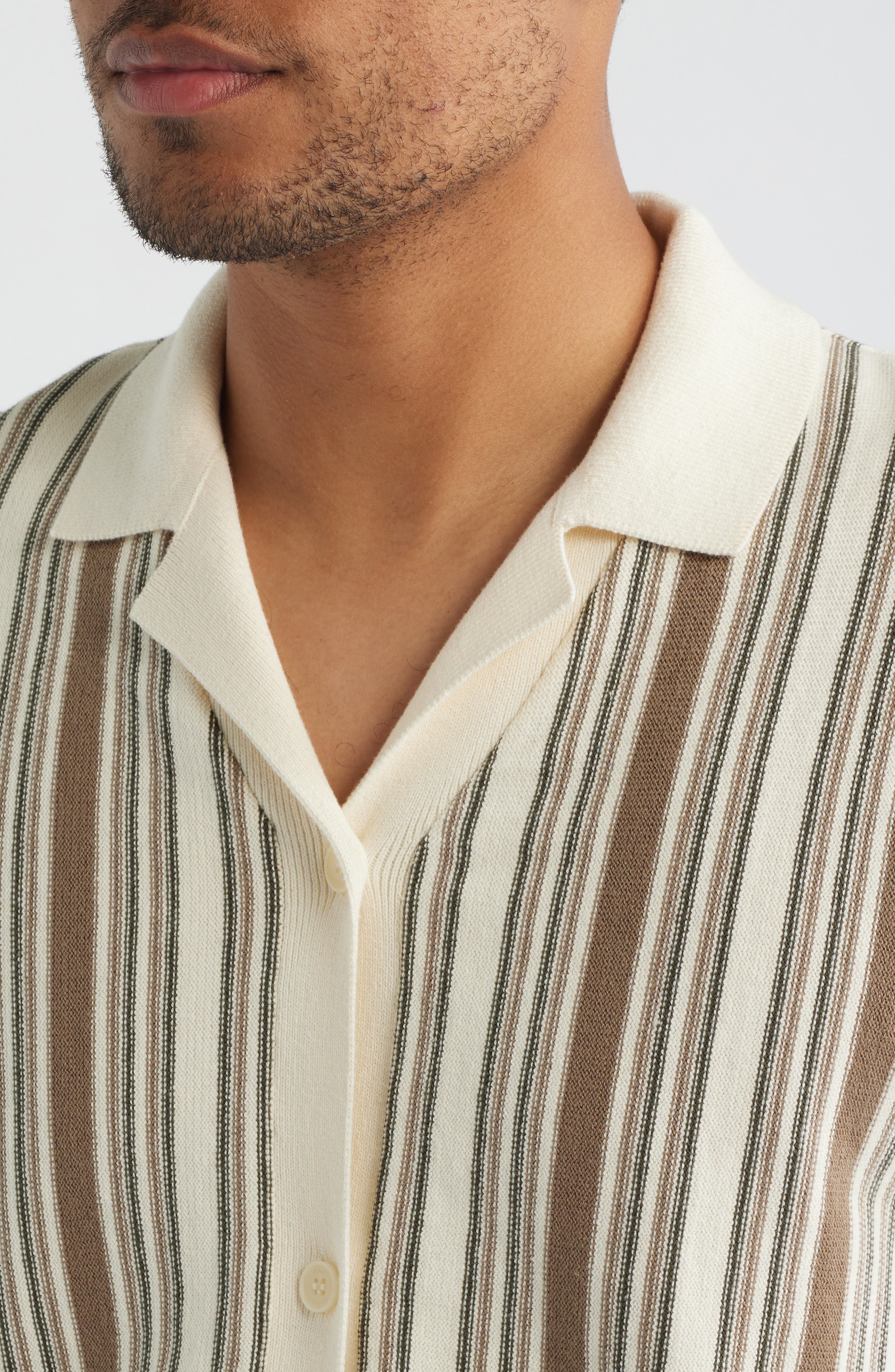 Мужские рубашки Wax London Ivy Stripe Knit Camp Shirt — фото 2