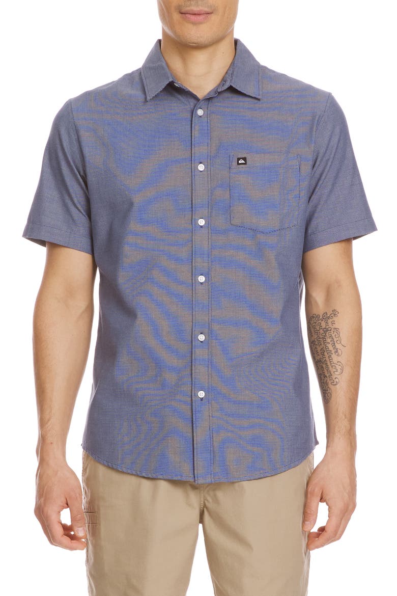 Shoreline Short Sleeve Button-Up Shirt, Main, color, AUTHENTIC INDIGO