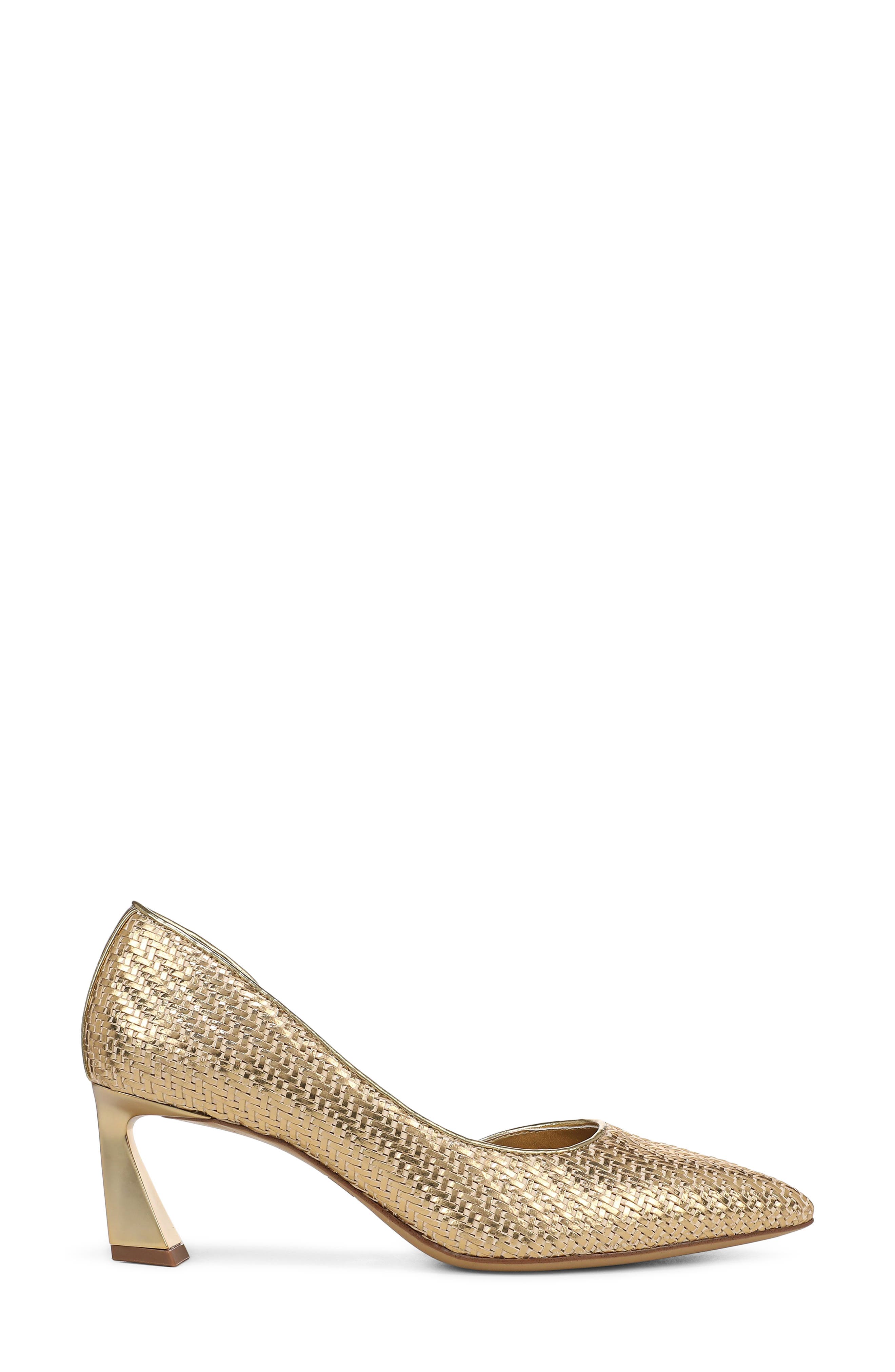 Tawny Pointed Toe Half d'Orsay Pump, Alternate, color, GOLD