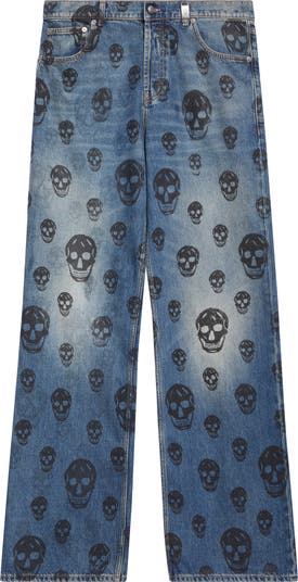 【関税込み】alexander mcqueen SKULL' JEANS Men's Skull Baggy Jeans in Blue | McQueen NL