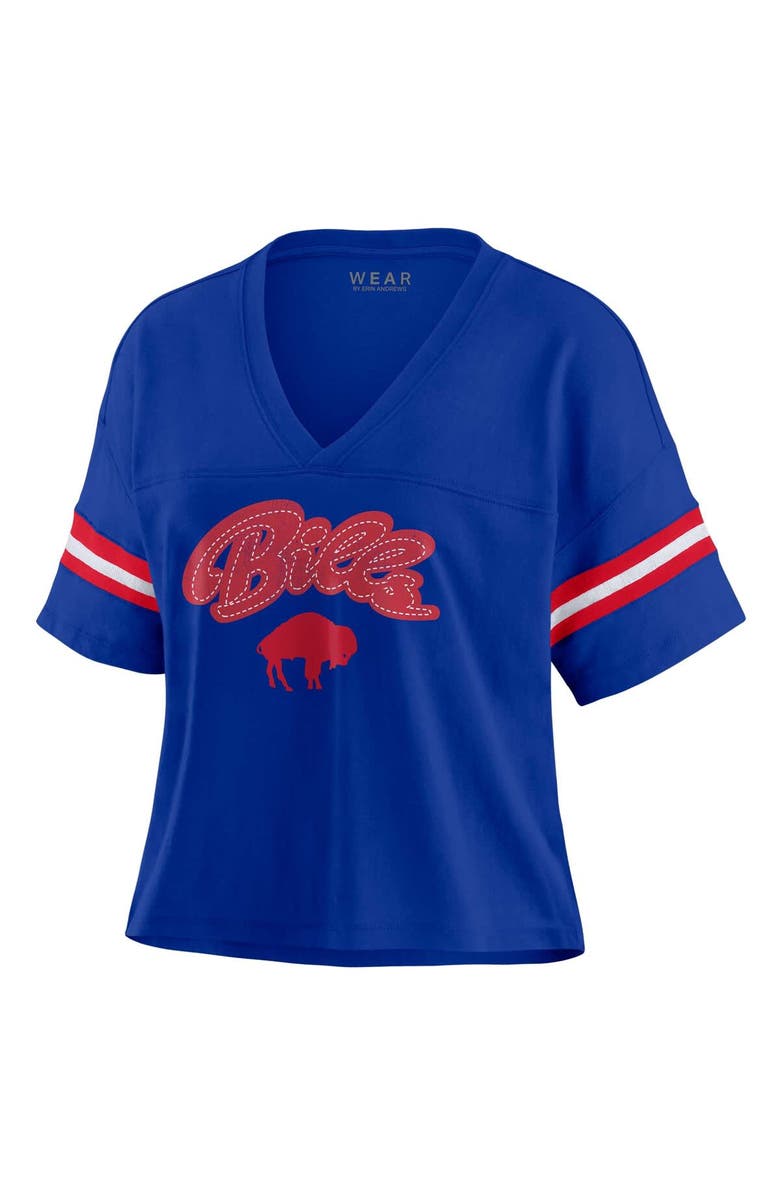 WEAR by Erin Andrews Women's WEAR by Erin Andrews Royal Buffalo Bills Plus Size Color Block Boxy V-Neck T-Shirt, Alternate, color, Royal
