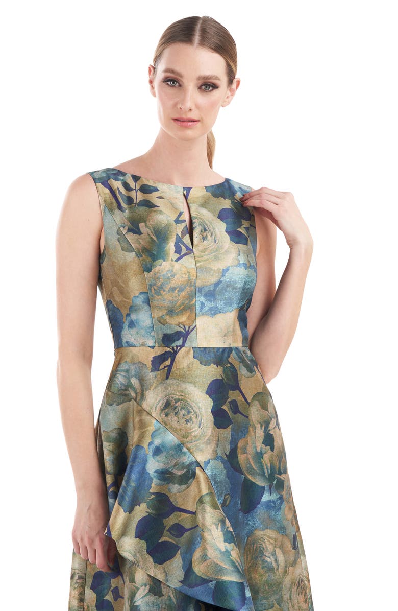 Kay Unger Selene Floral Ruffle Gown, Alternate, color,