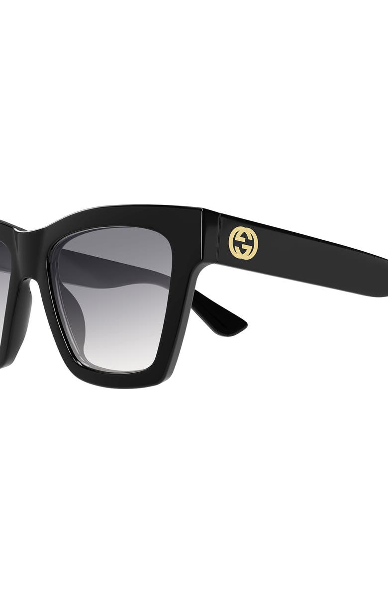 Gucci 54mm Gradient Cat Eye Sunglasses, Alternate, color, Black