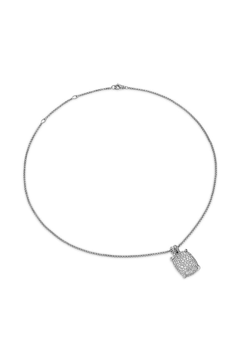 Chatelaine Elongated Pendant Necklace in Sterling Silver with Diamonds, Alternate, color, SILVER PAVE