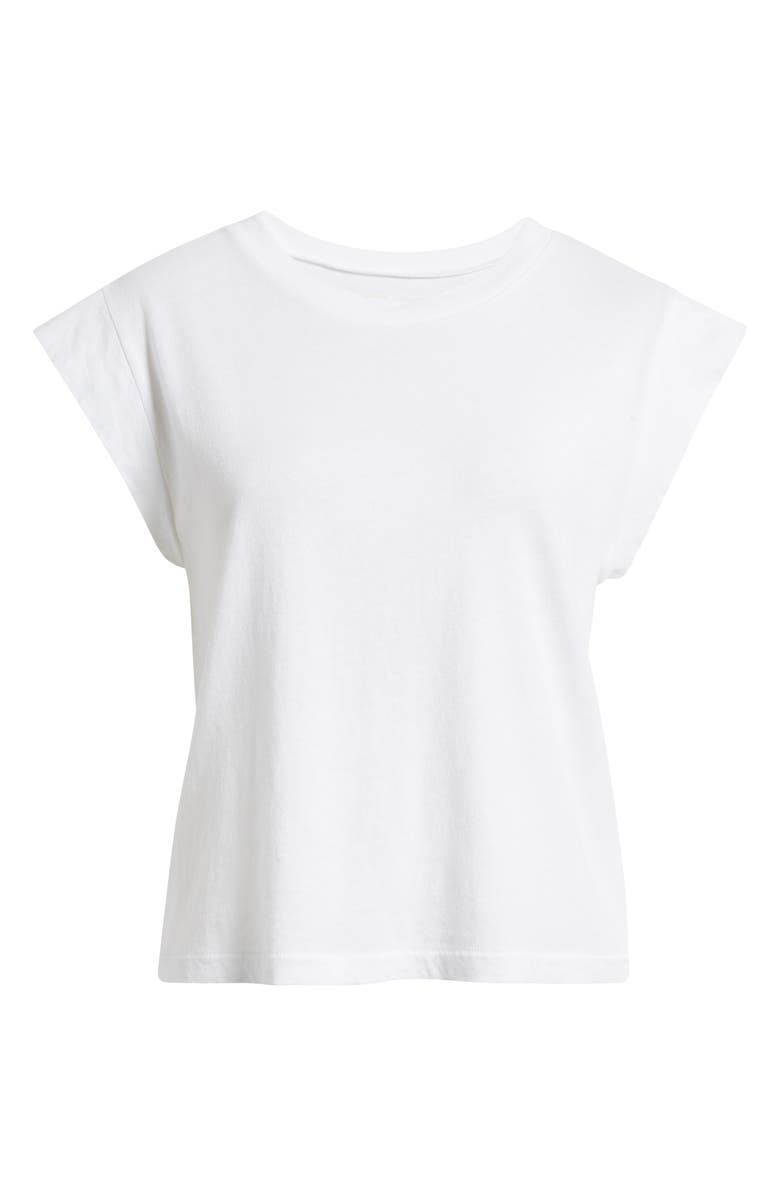THE GREAT. The Peak Shoulder Cotton Top, Alternate, color, True White